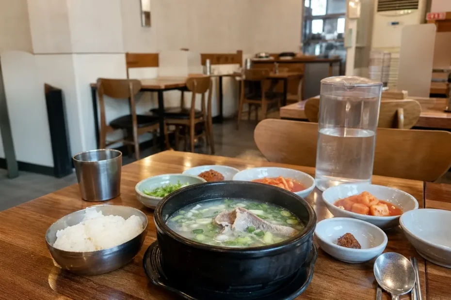 강남 지역 restaurant 방문 전 확인사항을 소개하는 사실적인 참고 이미지