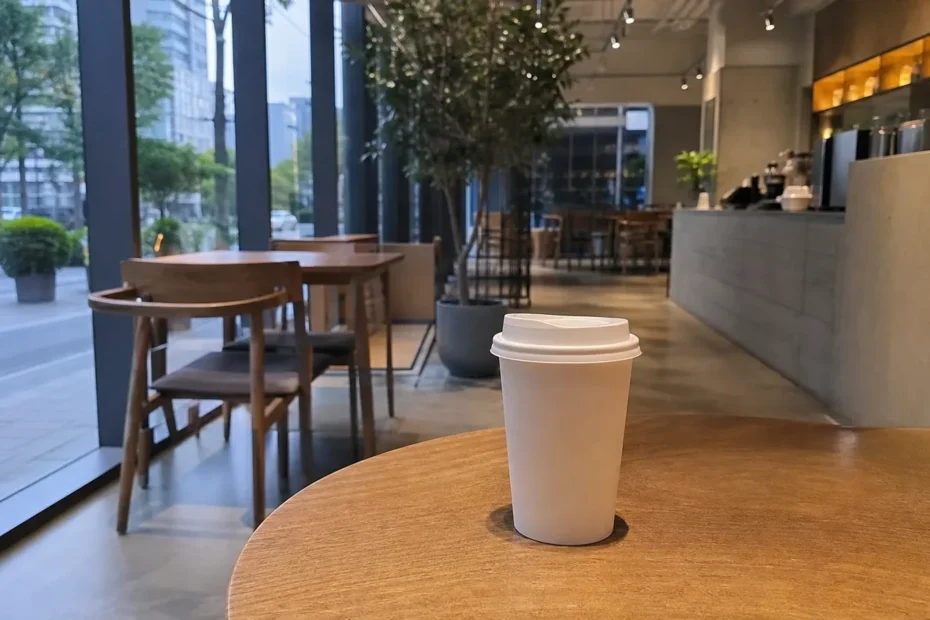 강남 지역 cafe 방문 전 확인사항을 소개하는 사실적인 참고 이미지