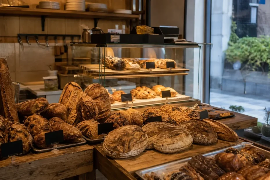 강남 지역 bakery 방문 전 확인사항을 소개하는 사실적인 참고 이미지