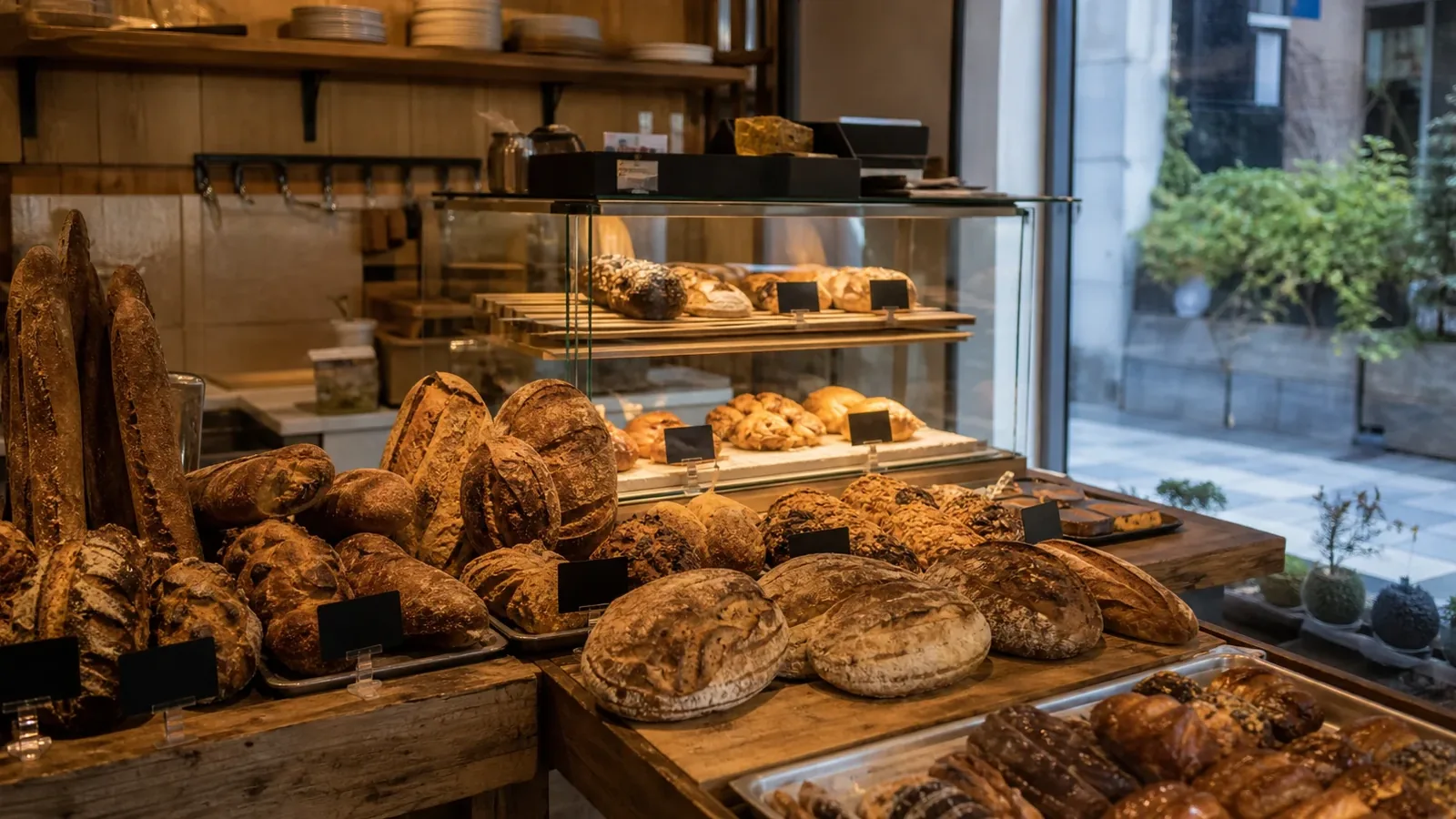강남 지역 bakery 방문 전 확인사항을 소개하는 사실적인 참고 이미지