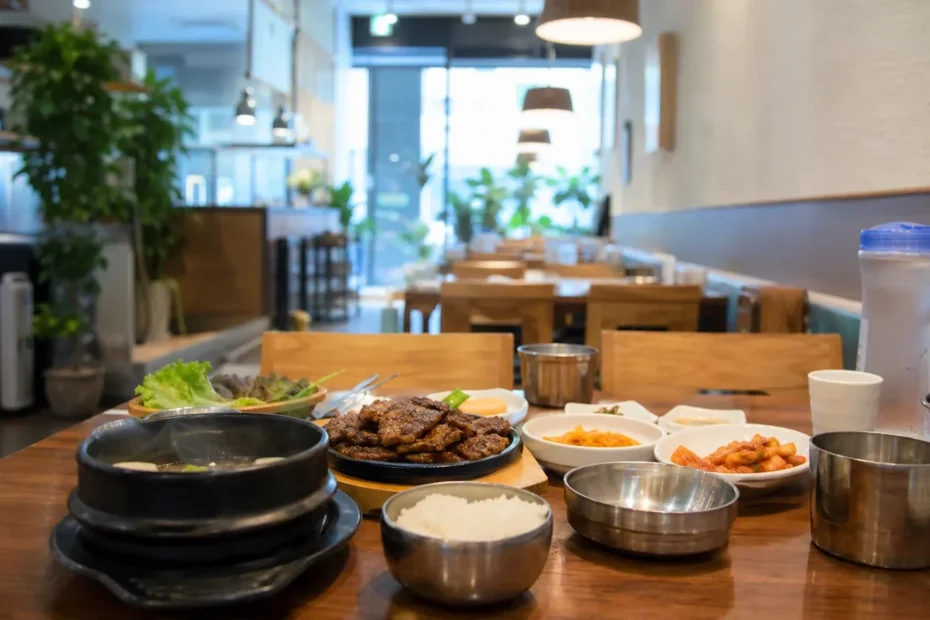 강남 지역 restaurant 방문 전 확인사항을 소개하는 사실적인 참고 이미지