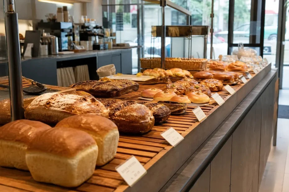 강남 지역 bakery 방문 전 확인사항을 소개하는 사실적인 참고 이미지
