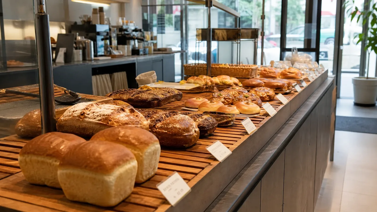 강남 지역 bakery 방문 전 확인사항을 소개하는 사실적인 참고 이미지